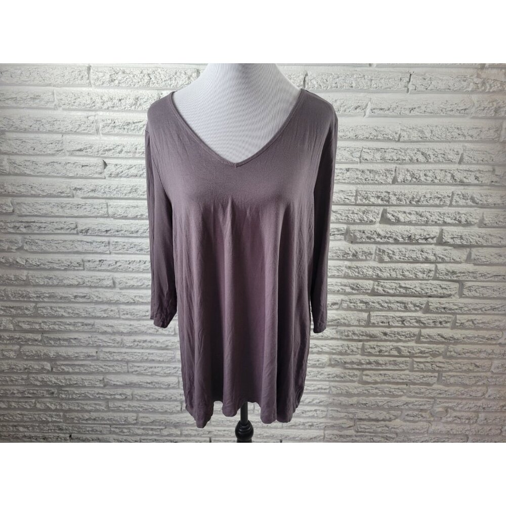 Isaac Mizrahi Live QVC Womens Top Extra Large Tee Gray Rayon Spandex GRA48E